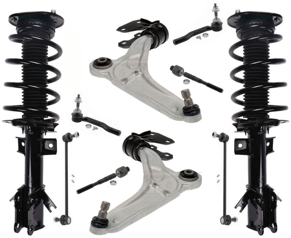 Front Complete Strut Lower Control Arms Tie Rods & Links For Ford Edge 15-2021