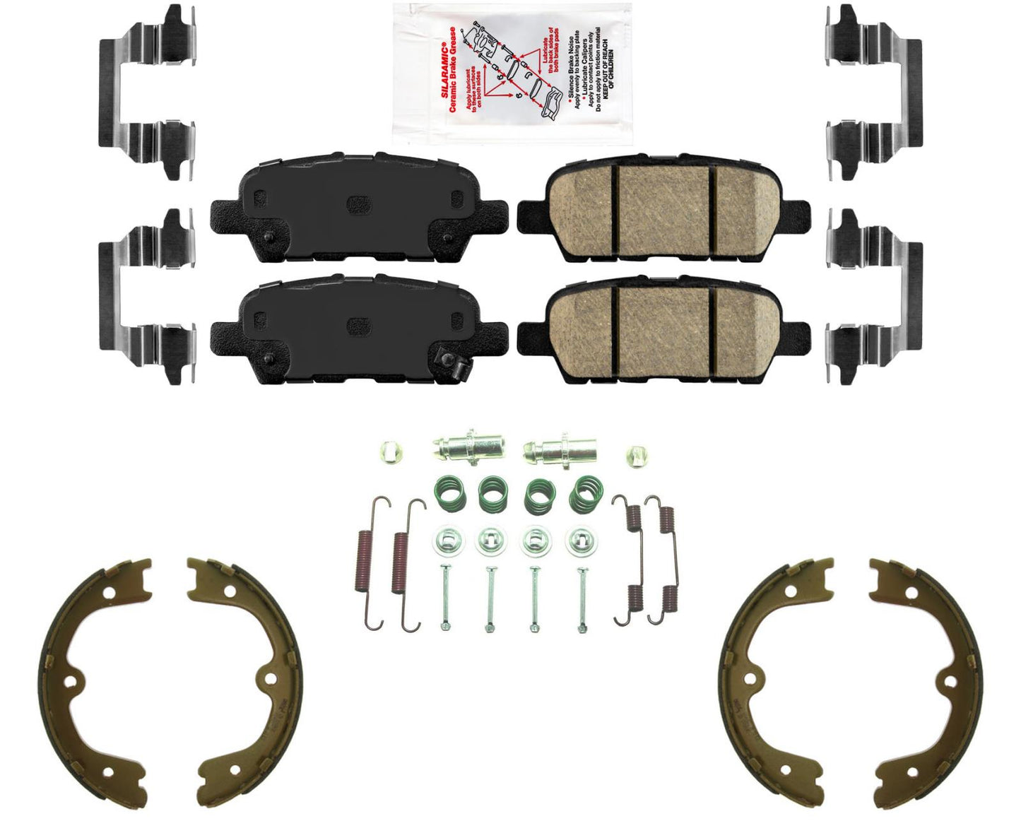 AmeriPRO Pastillas de freno de disco de cerámica Hardware de zapatos de estacionamiento para Infiniti JX35 2013