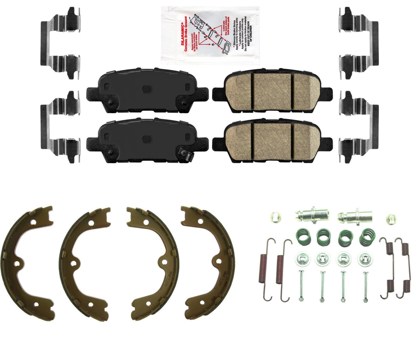 Pastillas de freno traseras AmeriPro de cerámica, herrajes para zapatos de estacionamiento para Infiniti QX60 14-20