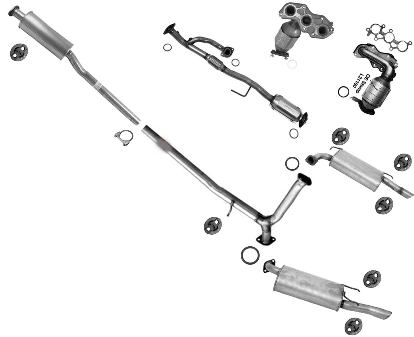 Resonator Extension Pipe Dual Mufflers Exhaust Sys For Toyota Avalon 2005-2007