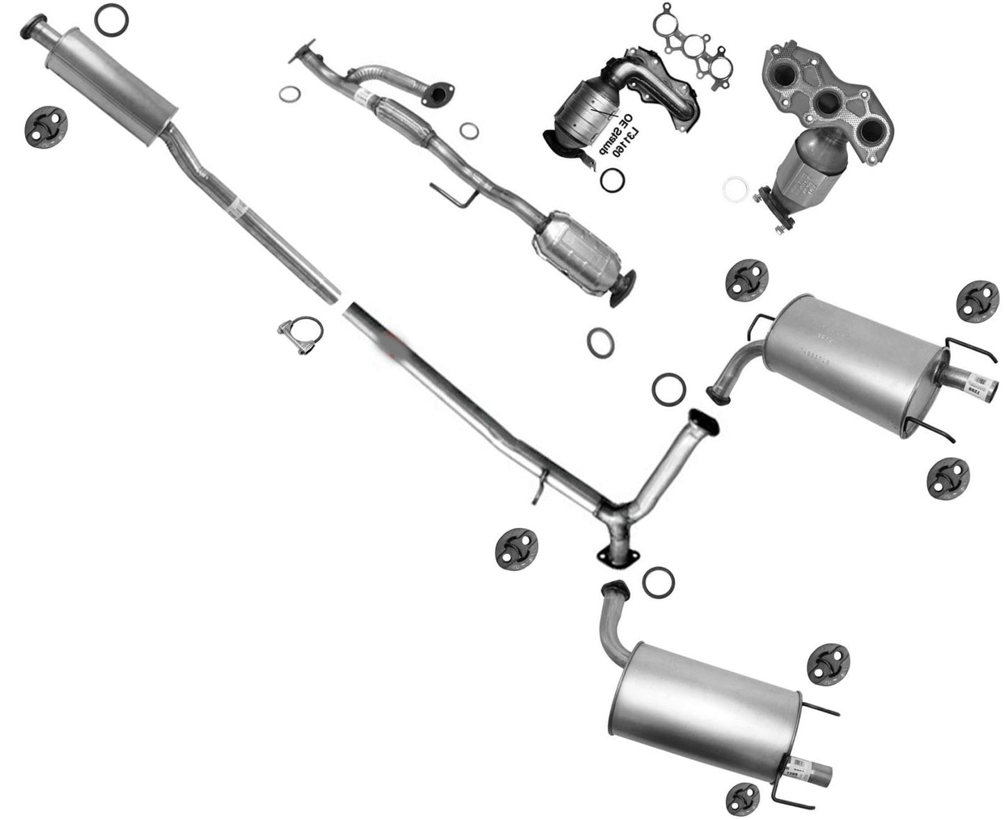 Resonator Extension Pipe Dual Mufflers Exhaust Sys for Lexus ES350 2007-2012