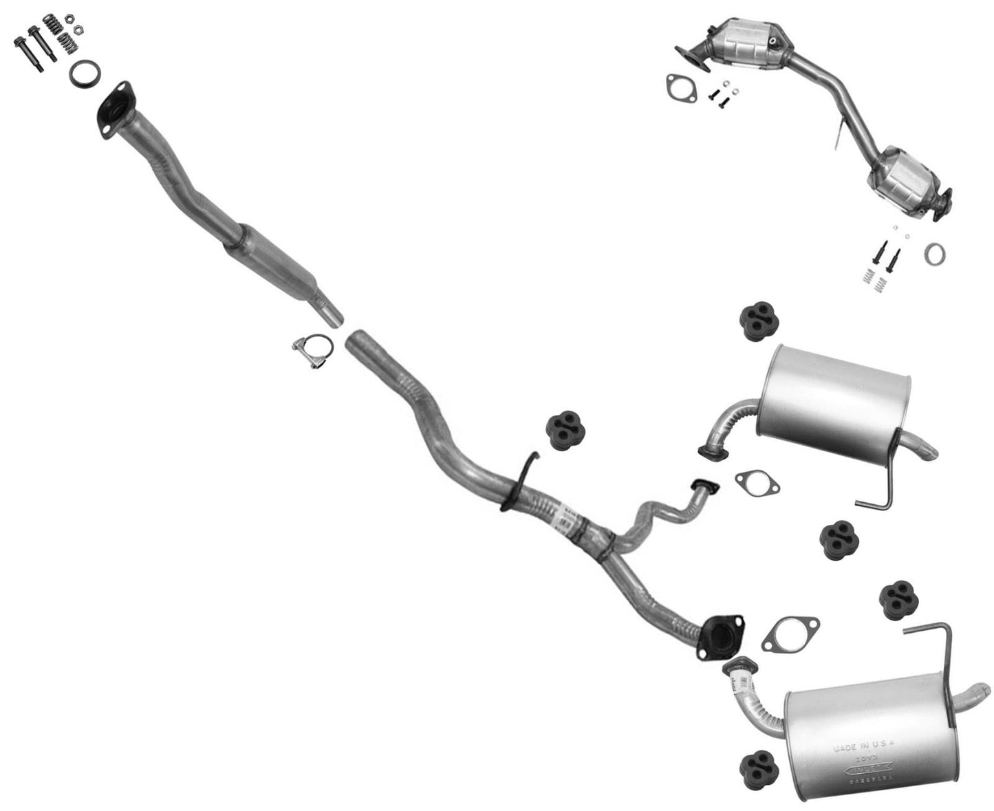 Converter Mufflers Resonator Pipe Exhaust System For Subaru Outback 2.5L 2005