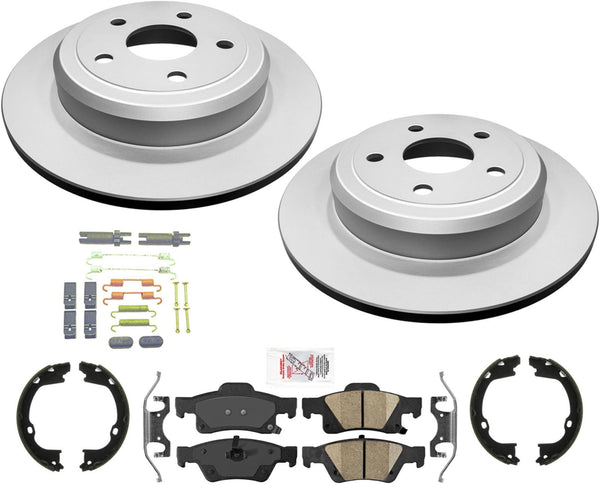 For Jeep GRAND CHEROKEE 11-21 Rear Solid 330MM Disc Brake Rotors and Brake Pads
