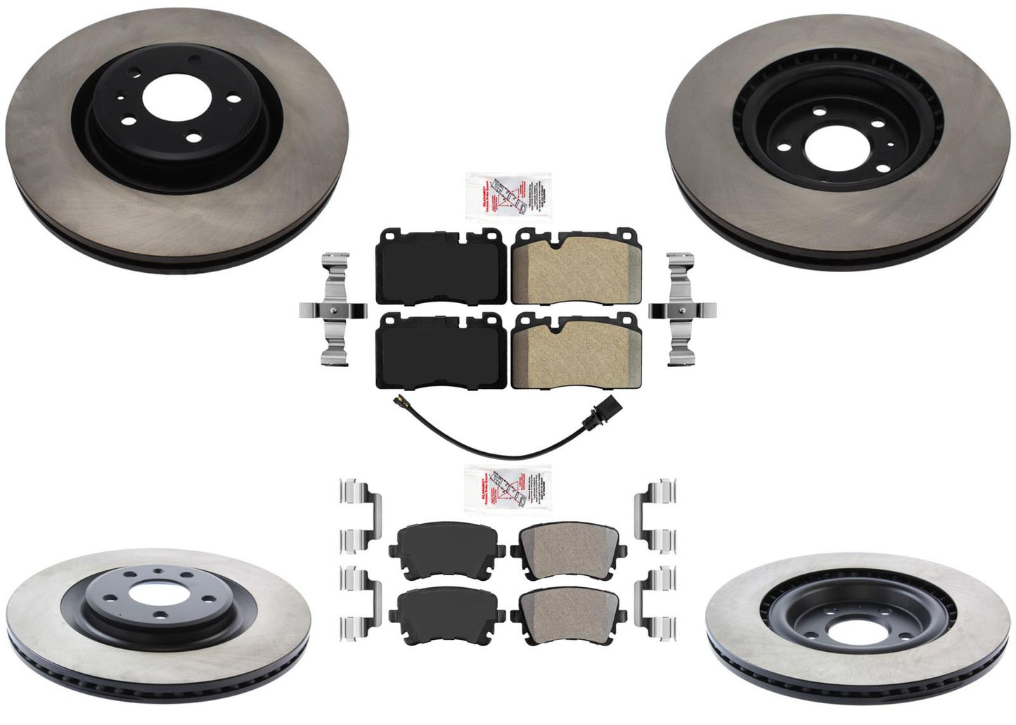 Sensor de pastillas de freno de rotores de freno de disco de carbono compatible con Audi Q5 2012-2017 2.0L