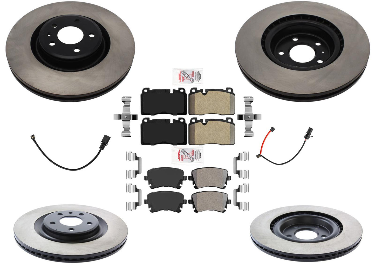 Rotores de freno traseros delanteros de carbono, pastillas de freno, Hardware para Audi Q5 3.0L V6 13-17