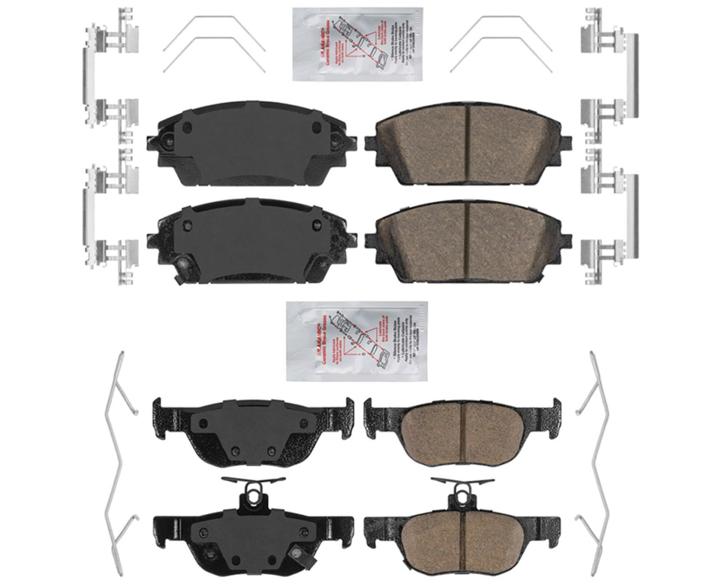 Pastillas de freno de disco de cerámica AmeriPro delanteras y traseras para Mazda 3 19-22 fabricadas en Japón