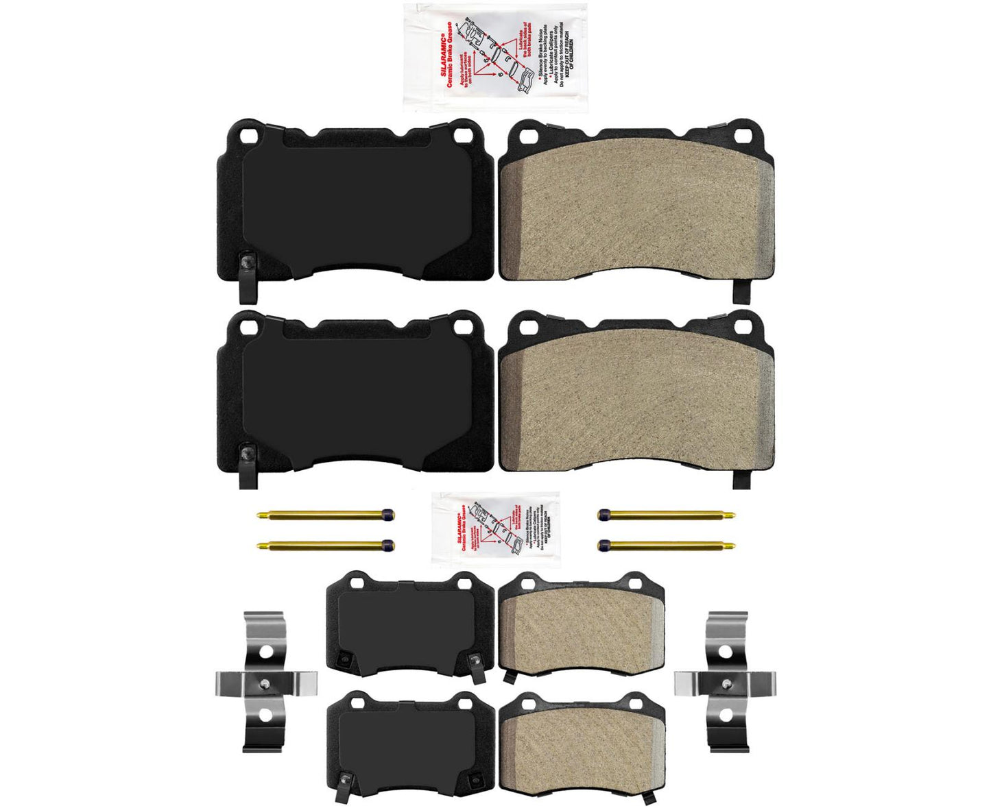 AmeriPro Pastillas de freno de disco delanteras y traseras semimetálicas estilo OE para Tesla X 16-20