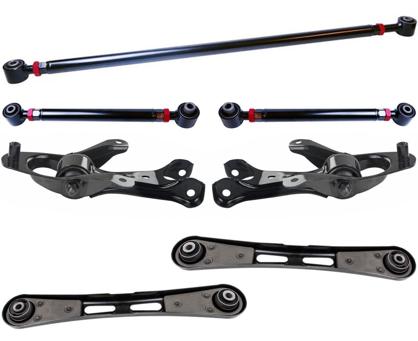 Brazos de control traseros, brazos de arrastre ajustables y barra de seguimiento para Ford Mustang 05-2010