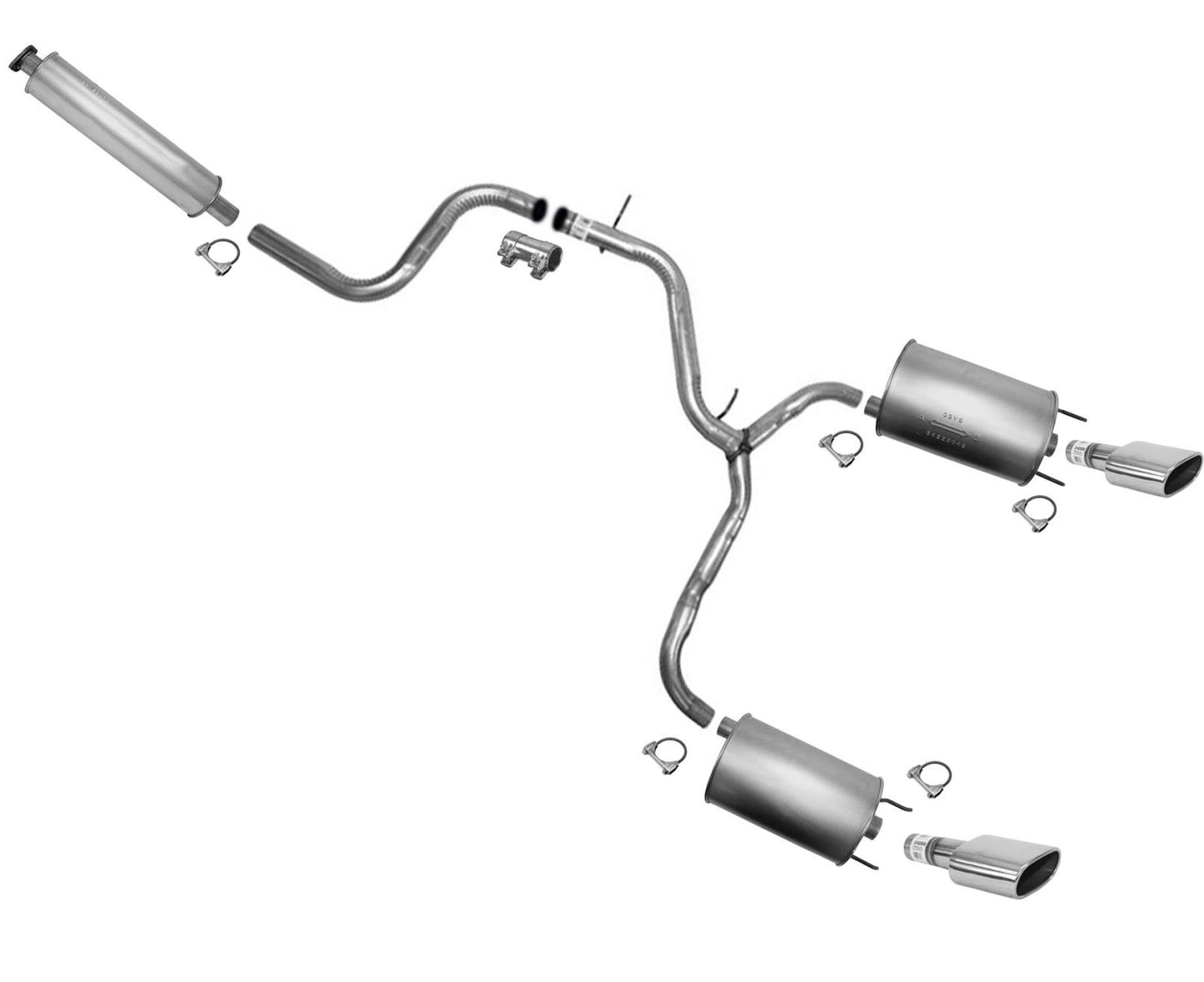 Sistema de tubo de escape doble, silenciadores dobles para Pontiac Grand Prix 2003-2008, 3,8 L