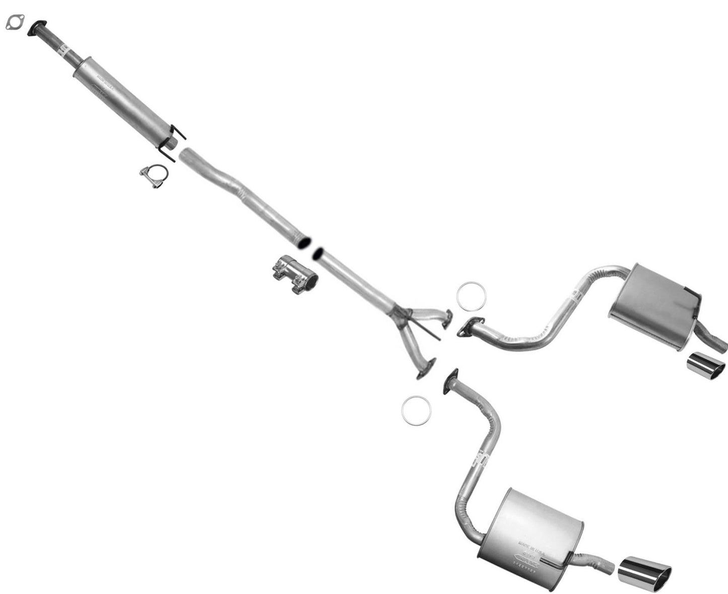 Extension Pipe Resonator Dual Mufflers Exhaust System For Nissan Maxima 2009-17