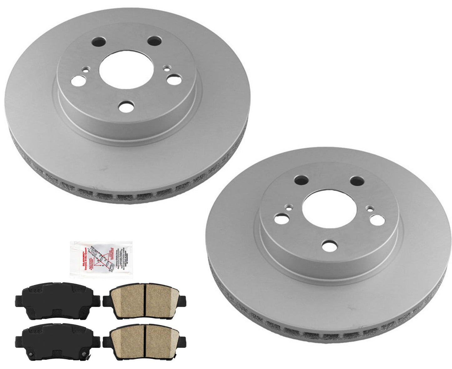 Front Coated Brake Rotors & Ceramic Pads For Toyota Prius 2004-2009