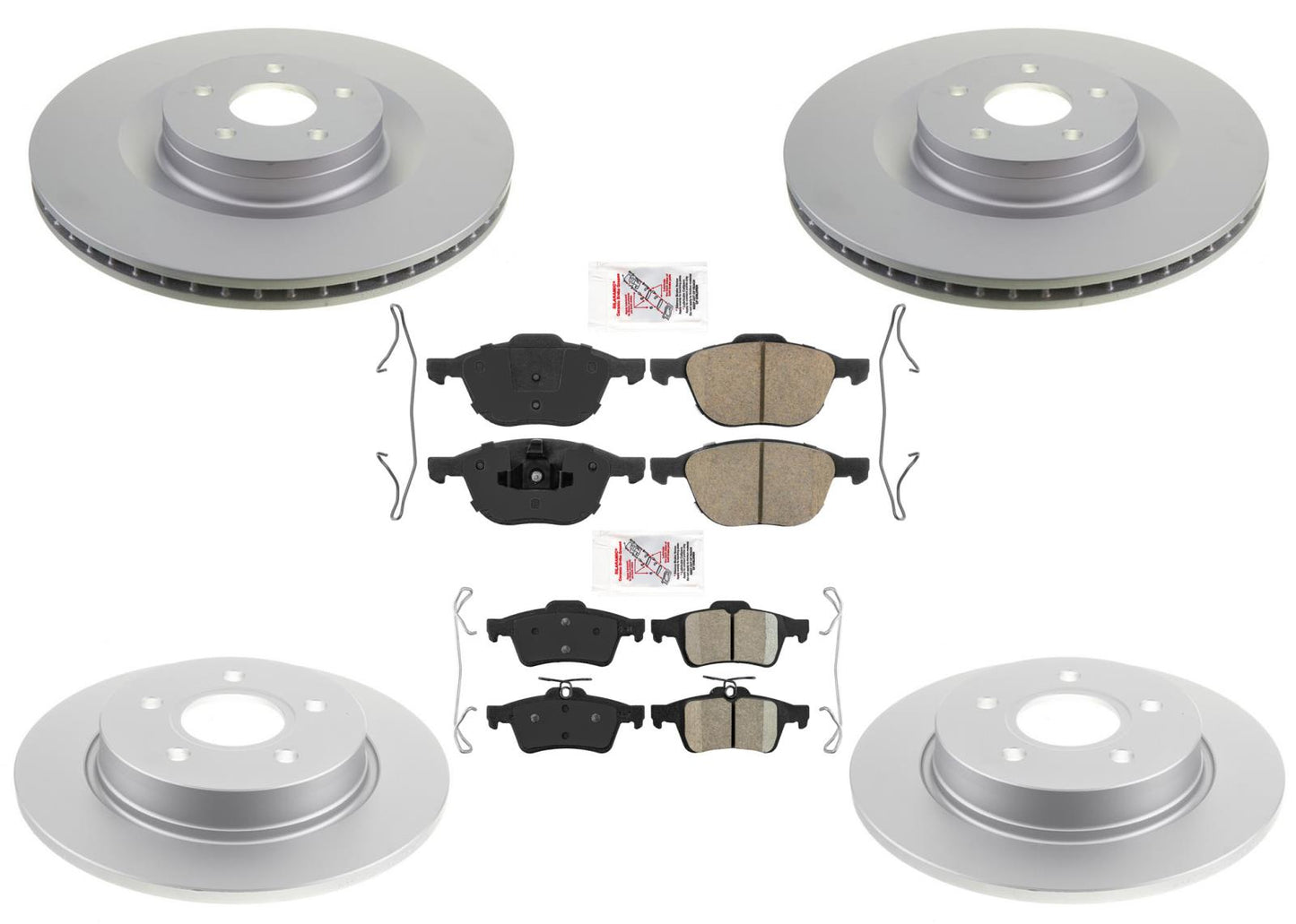 Improved Performance Coated Brake Rotors Ceramic Pads for Ford Focus 2012-2018