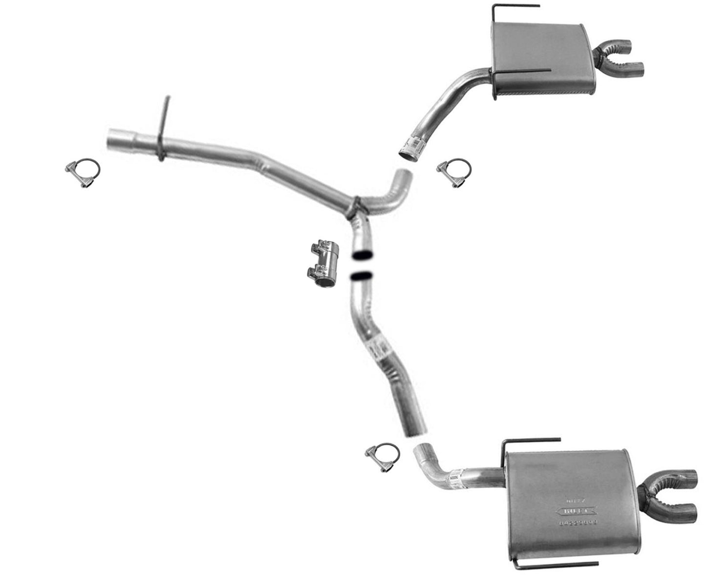 Rear Y Pipe With Dual Rear Mufflers Clamps For GMC Acadia 3.6L 2007-2012