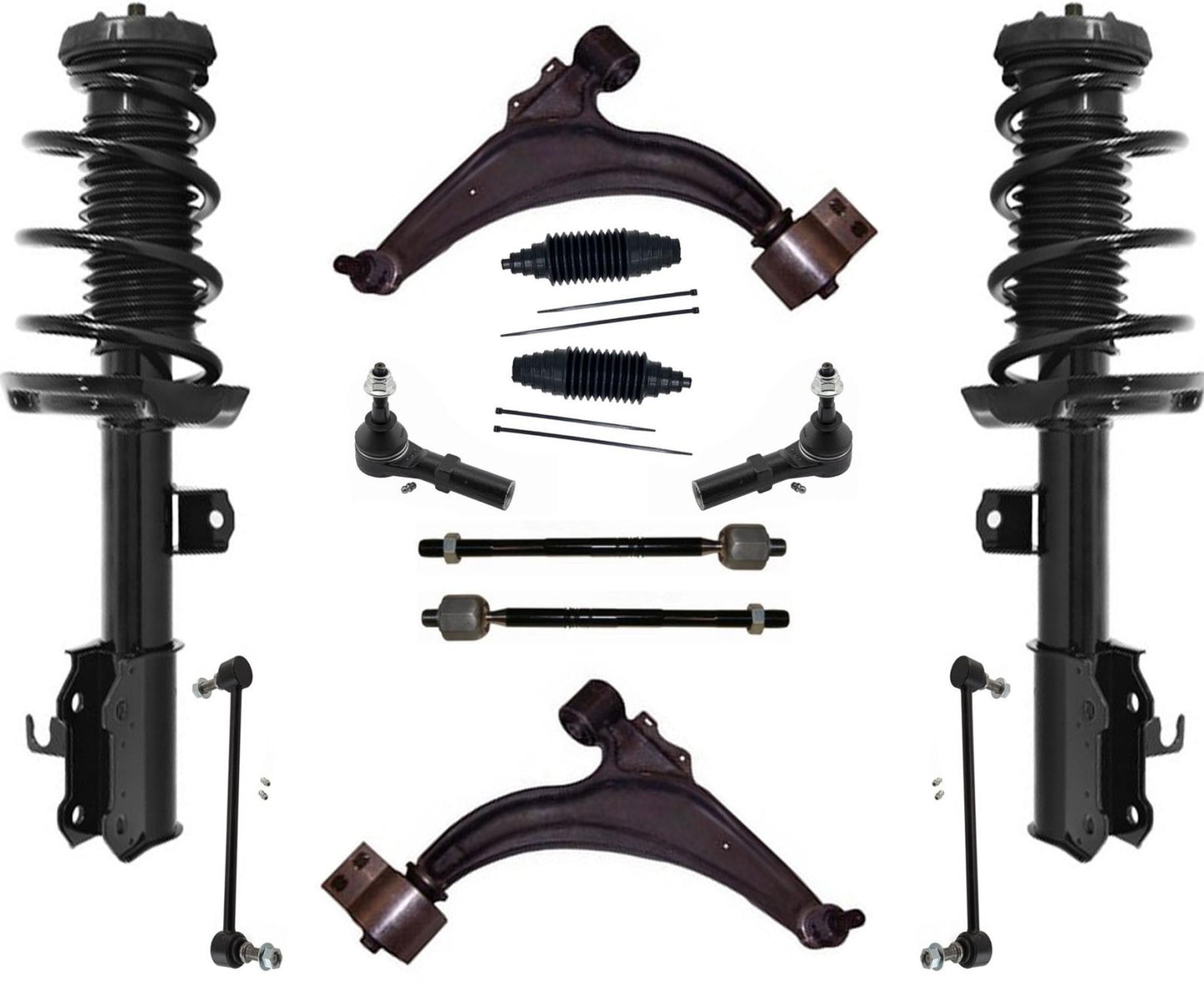 Fits 2014-2015 Chevrolet Cruze Front Struts Lower Control Arms Steering Tie Rods