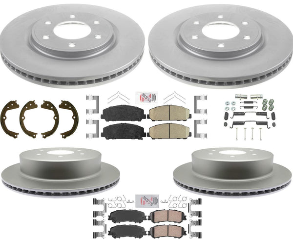 Para Nissan Titan 2017-23 Rotores de freno de disco delanteros y traseros Pastillas de freno de disco recubiertas