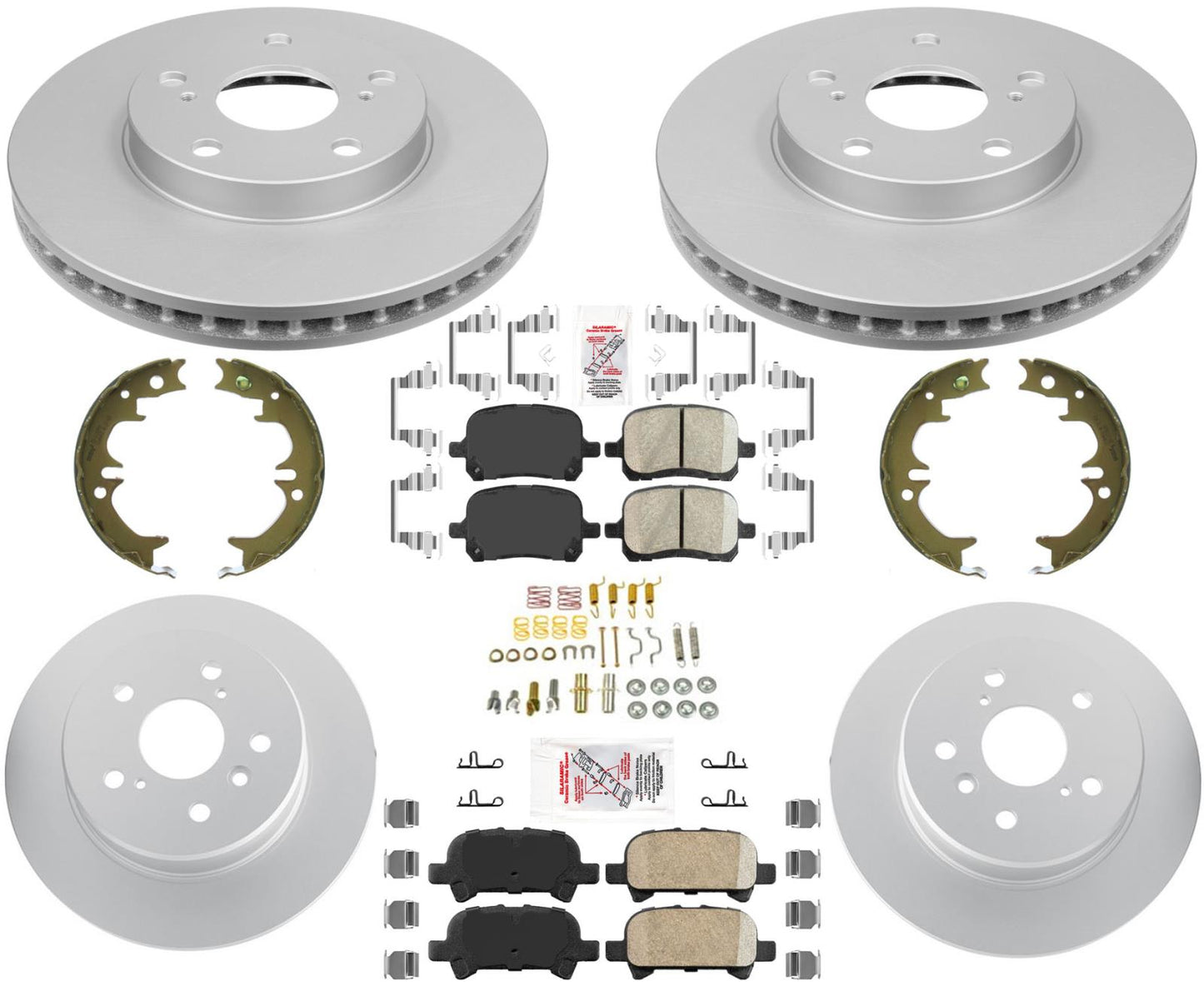 Para Toyota Avalon 2000-04 Rotores de freno de disco delanteros y traseros Pastillas de freno de disco recubiertas