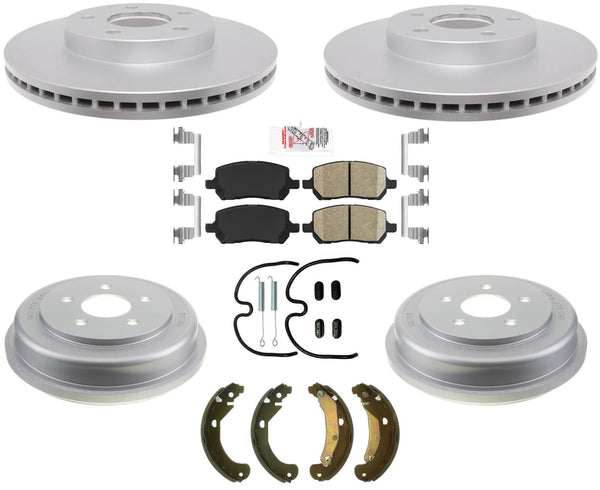 Para Pontiac G5 2007-2010 Rotores de freno de disco Pastillas de freno recubiertas Zapatas de tambor de freno