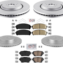 Front & Rear Coated Brake Rotors Ceramic Pads For Toyota Rav4 Prime 2021-2023