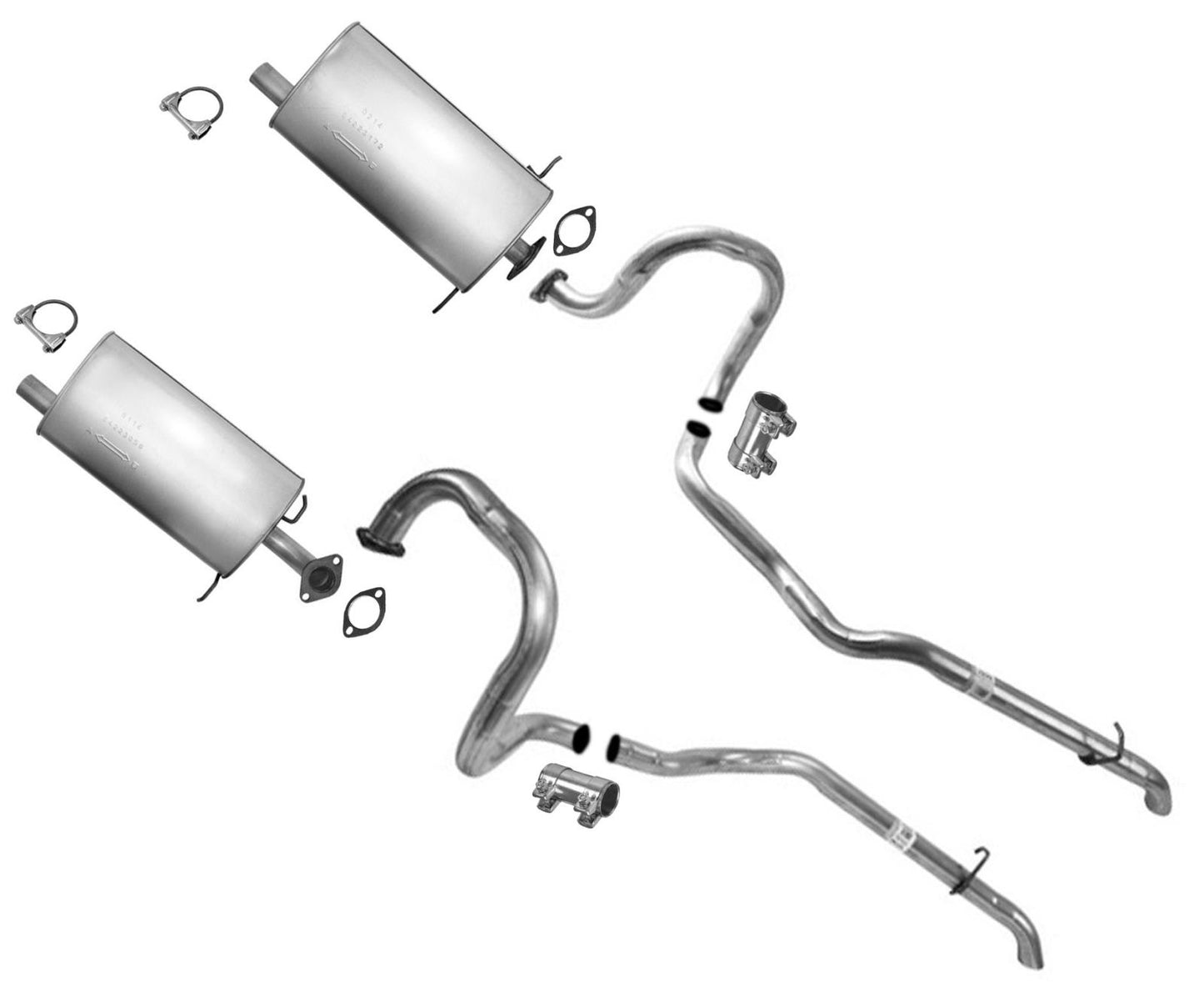 Compatible con silenciador de escape doble y tubos de escape Lincoln Town Car 1998-2002, fabricados en EE. UU.