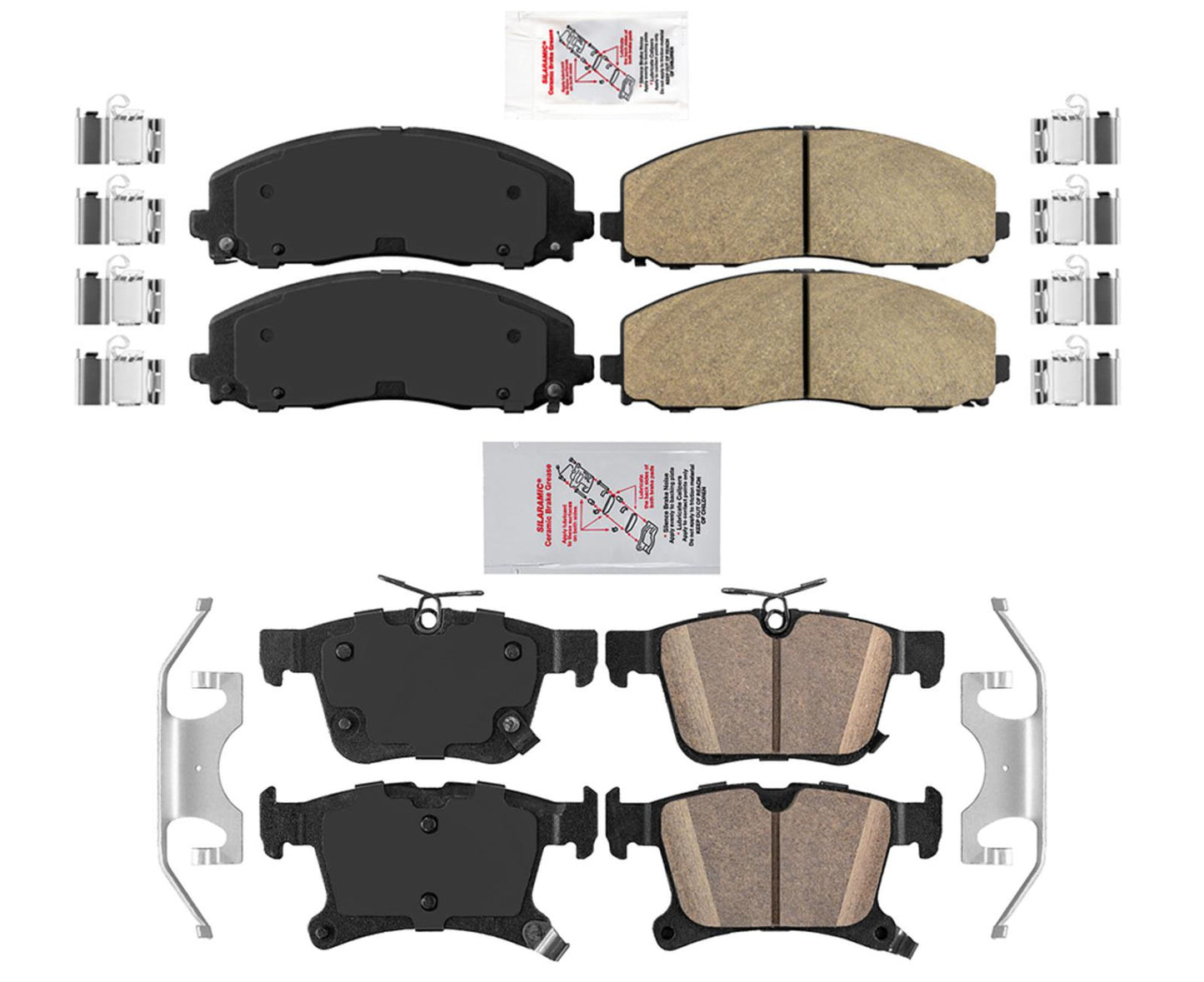 Front & Rear Ceramic Disc Brake Pads For Pacifica 2017-2024 Front Wheel Drive