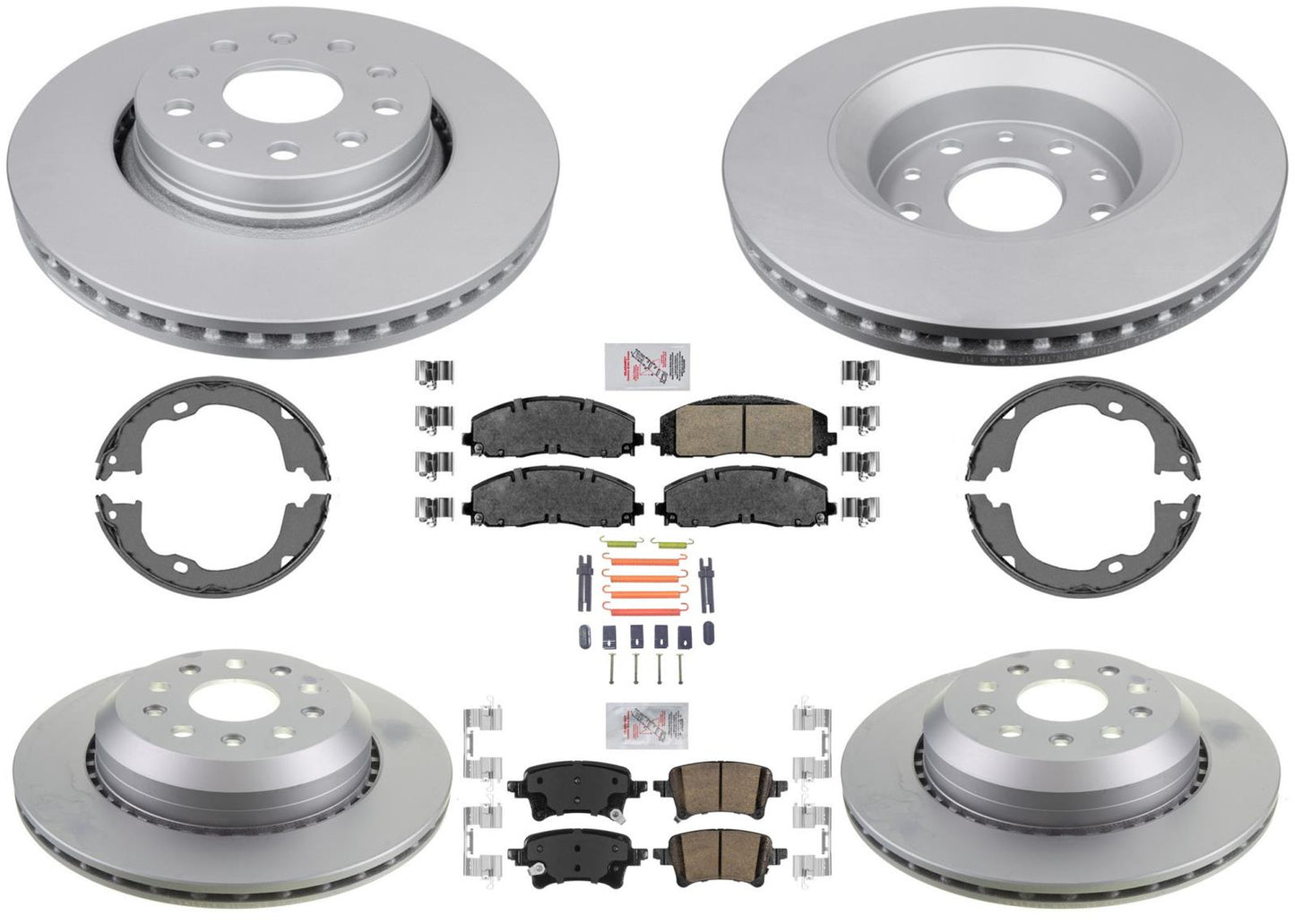 Pastillas de freno con rotores recubiertos delanteros y traseros, Hardware de estacionamiento para Jeep Gladiator 20-23