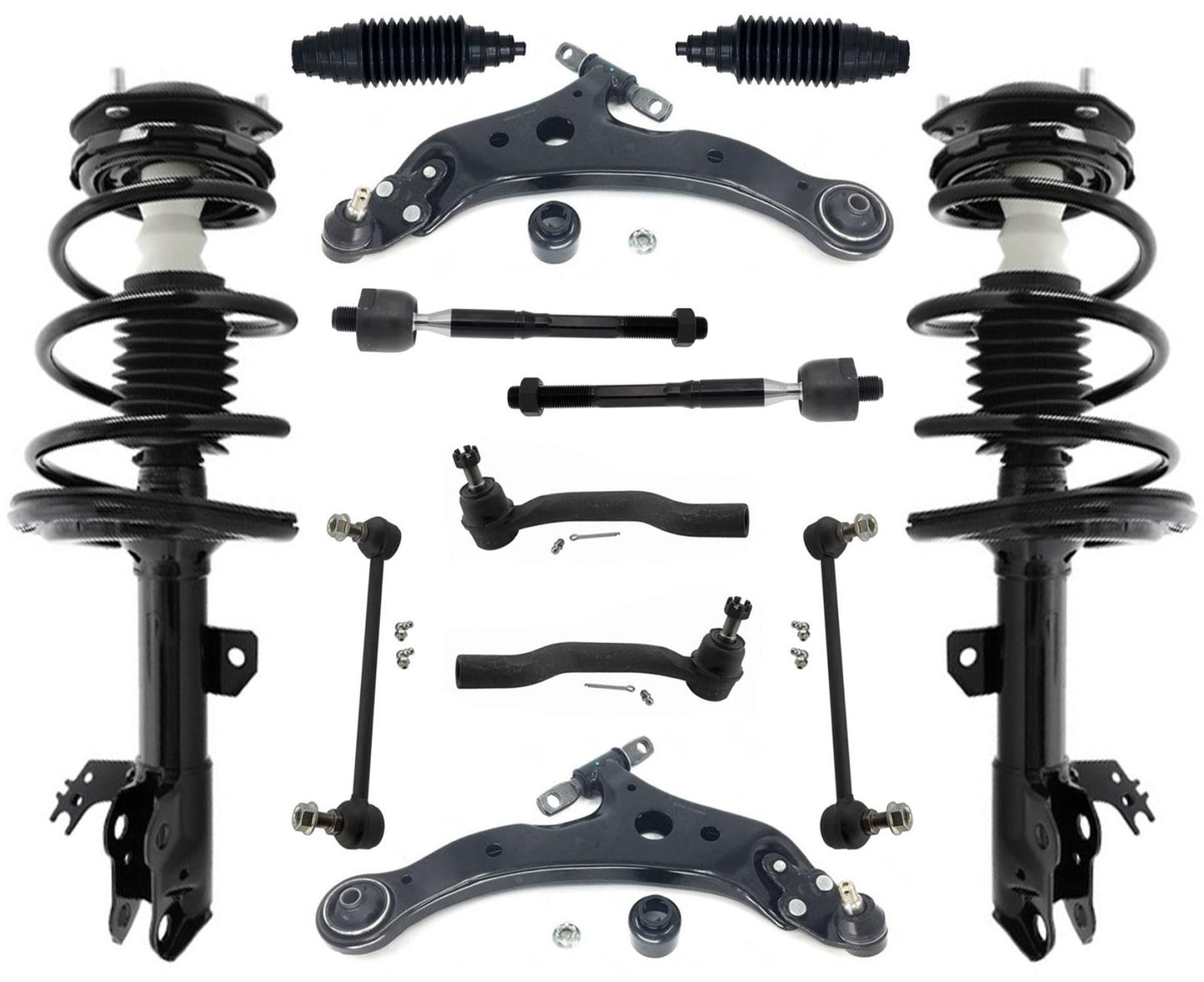 Barras de acoplamiento y enlaces de brazos de control de puntales completos delanteros para Toyota Camry SE 12-2017
