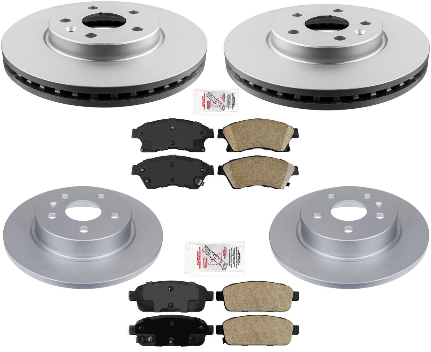 Front Rear Coated Brake Rotor & Brake Pads For Chevrolet Cruze 1.4L & 1.8 11-15