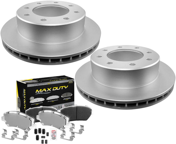 H/D Fleet Rear Galvanized Brake Pads & Coated Rotors FOR 03-07 GMC Savana 2500