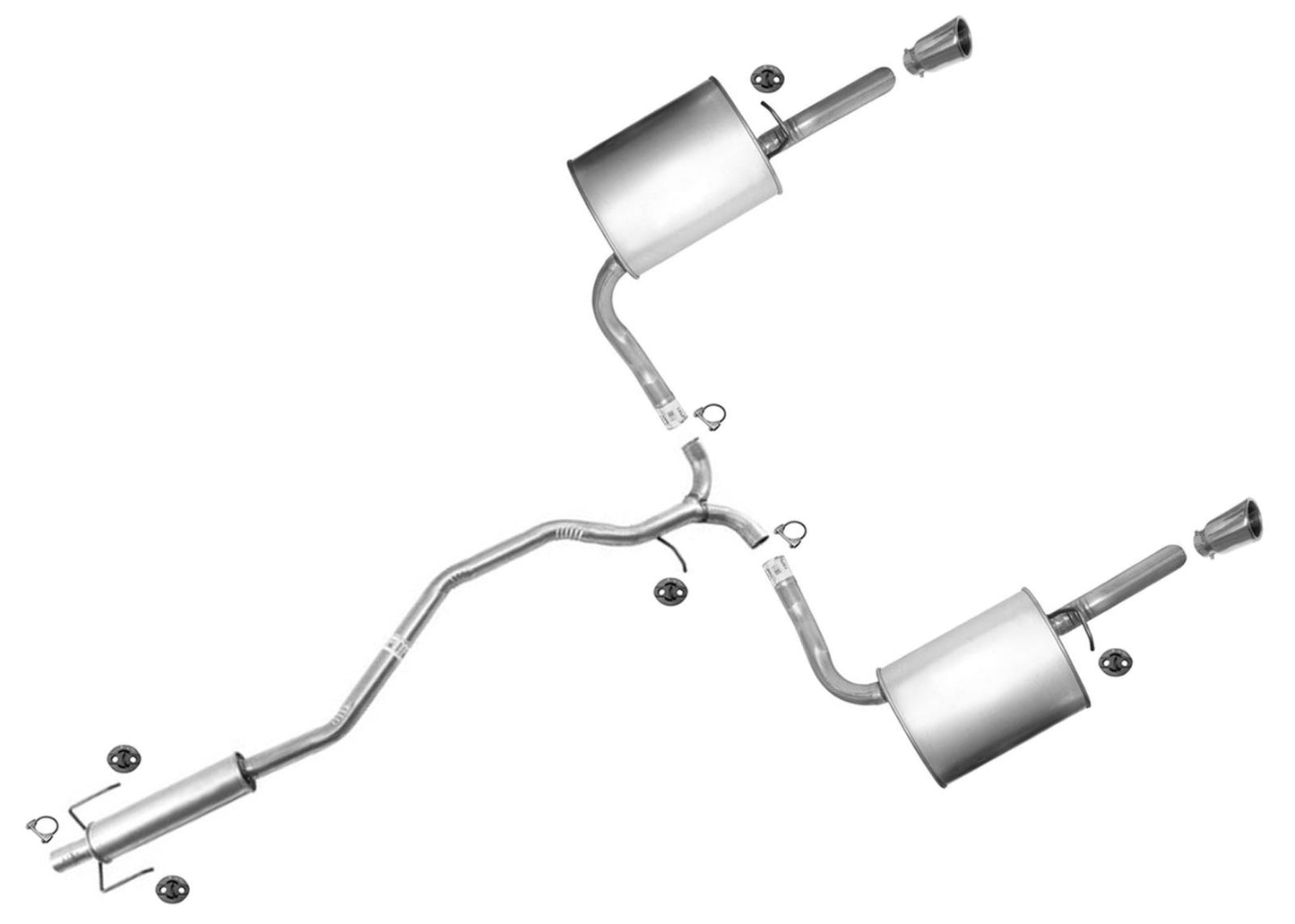 Pipes Resonator Dual Exhaust Rear Mufflers For Front Wheel Drv Ford Fusion 3.0L