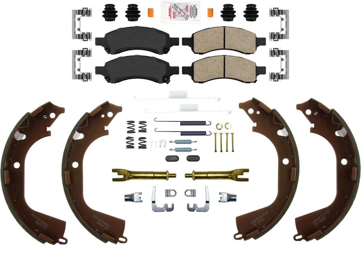 Ceramic Disc Brake Pads Hardware Brake Shoes Adjusters For GMC Canyon 2009-2012