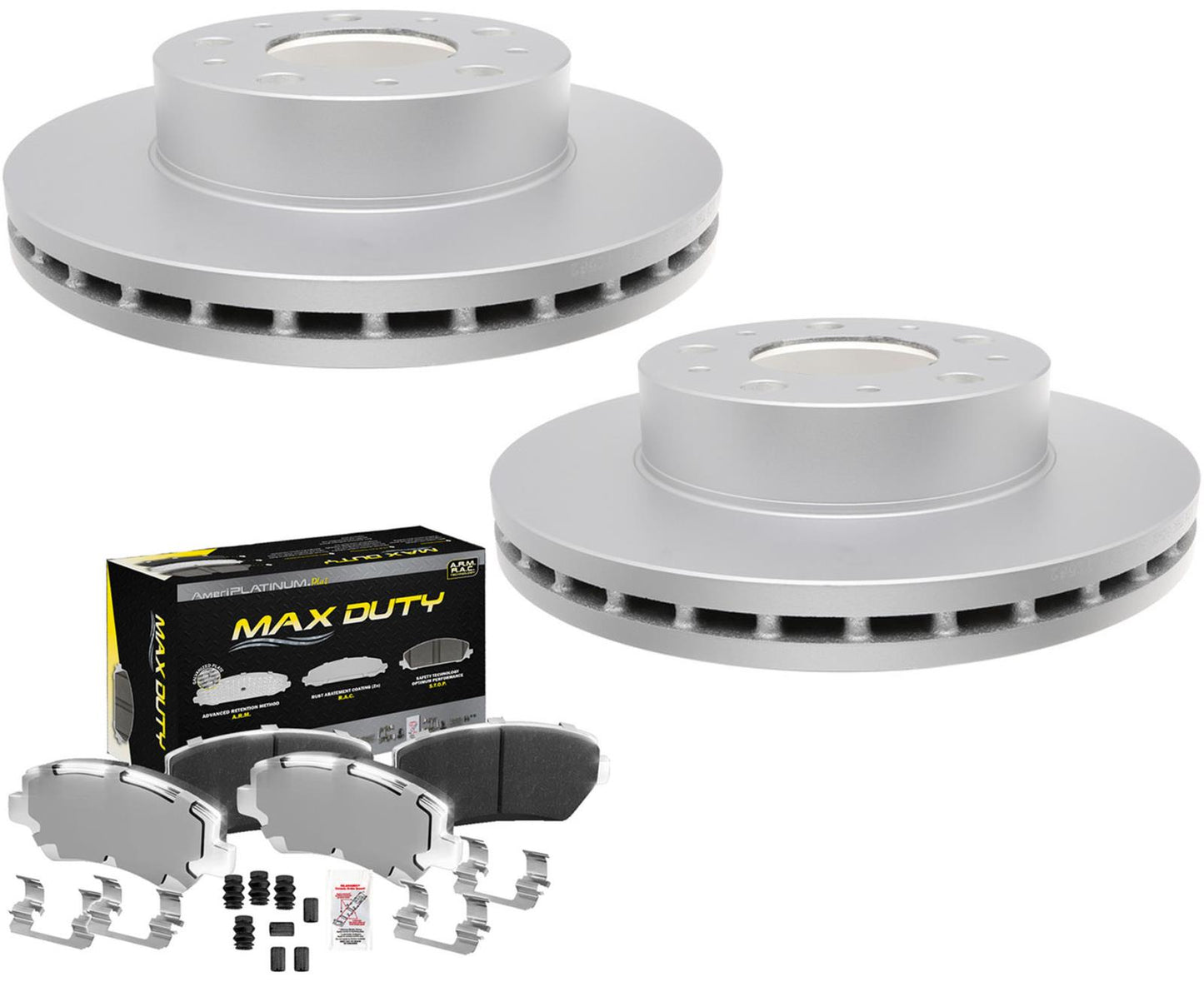 Premium Fleet Frt Galvanized Brake Pads Coated Rotors FOR Promaster 1500 14-21