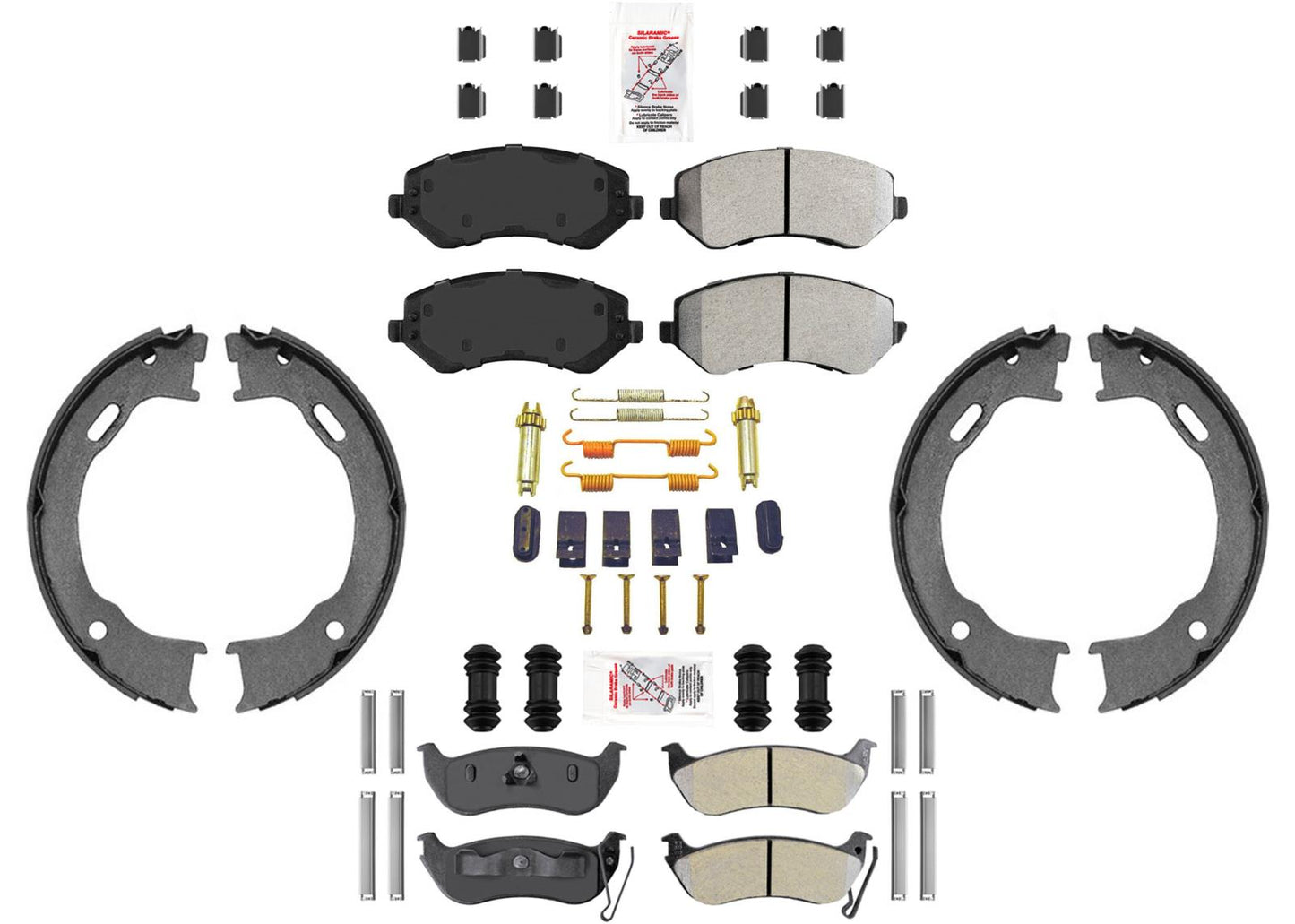AmeriPro Pastillas de freno de disco Frt + Rr zapatos de estacionamiento para Jeep Liberty 2003-2007