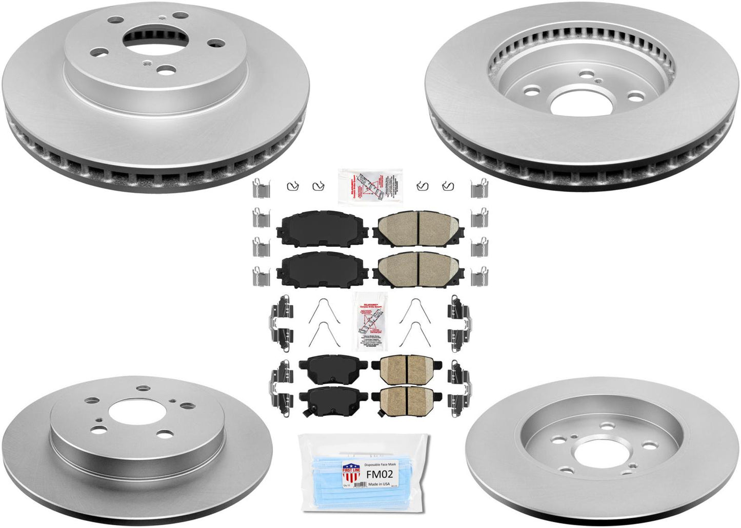 Disc Brake Rotors Brake AmeriBrake Pads Hardware Fits for 2017-2019 Prius Prime