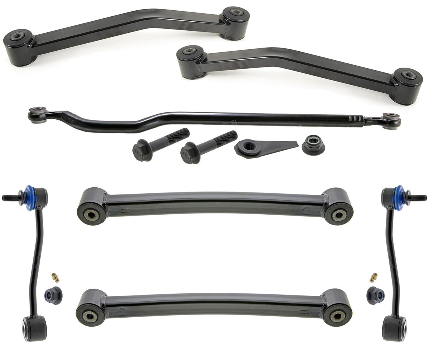 Mevotech Enlaces de brazos inferiores superiores traseros y barra de seguimiento para Jeep Wrangler 2018-2023