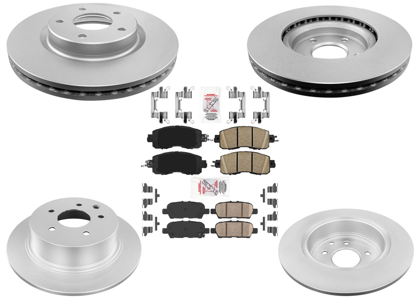 Pastillas de freno de rotores de freno de disco recubiertas traseras delanteras para Nissan Altima 2013-18 4 puertas