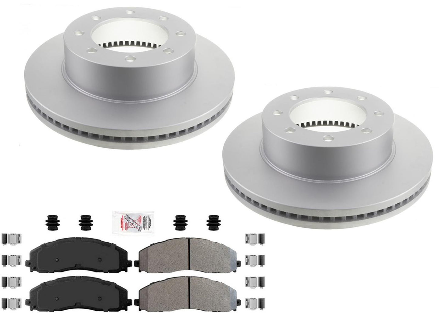 Front Galvanized Brake Pads & Coated Rotors for F350 2013 Single RW Rear Wheel D