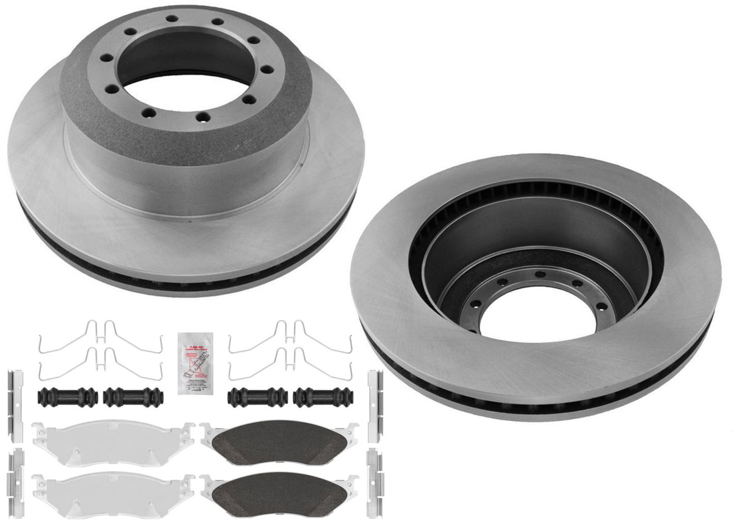 Rear Galvanized Brake Pads & Coated Rotors for Ford F450 Super D 05-16 10 hole
