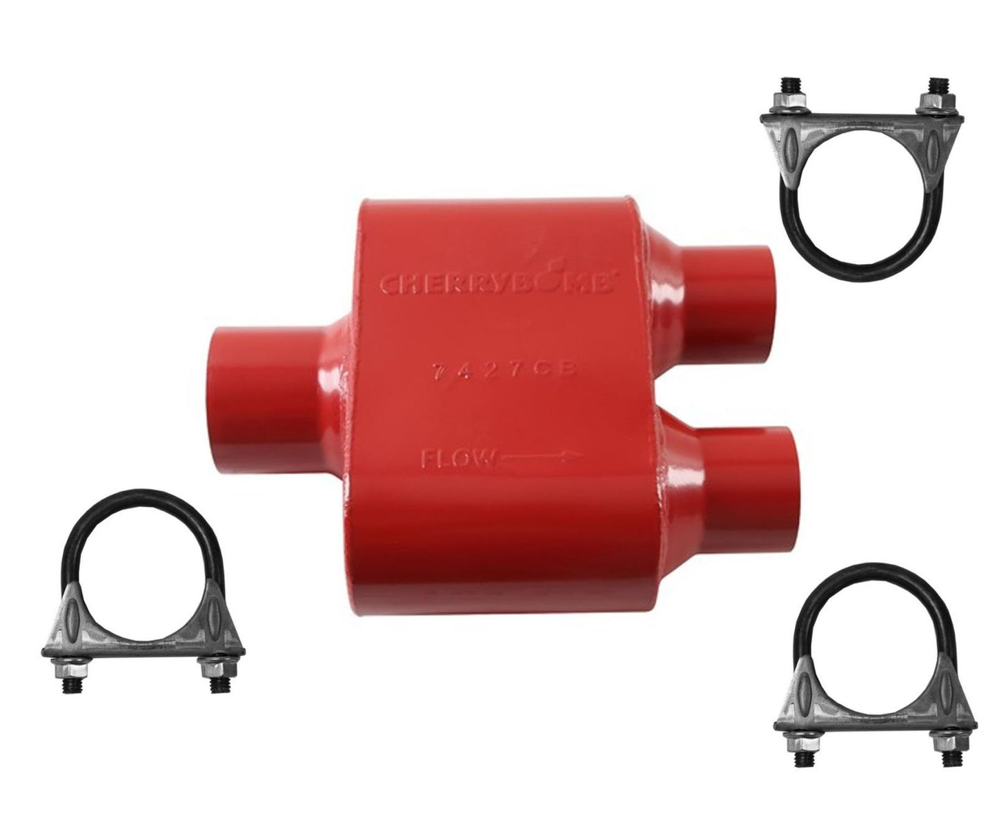Cherry Bomb 7425CB Muffler 12 inch OAL, 6 in Body, 2.5" Inlet 2.25" Outlet