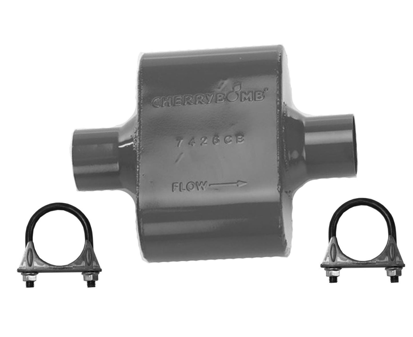 Cherry Bomb 7426CB Muffler 12 inch OAL, 6 in Body, 2.5" Inlet 2.5" Outlet
