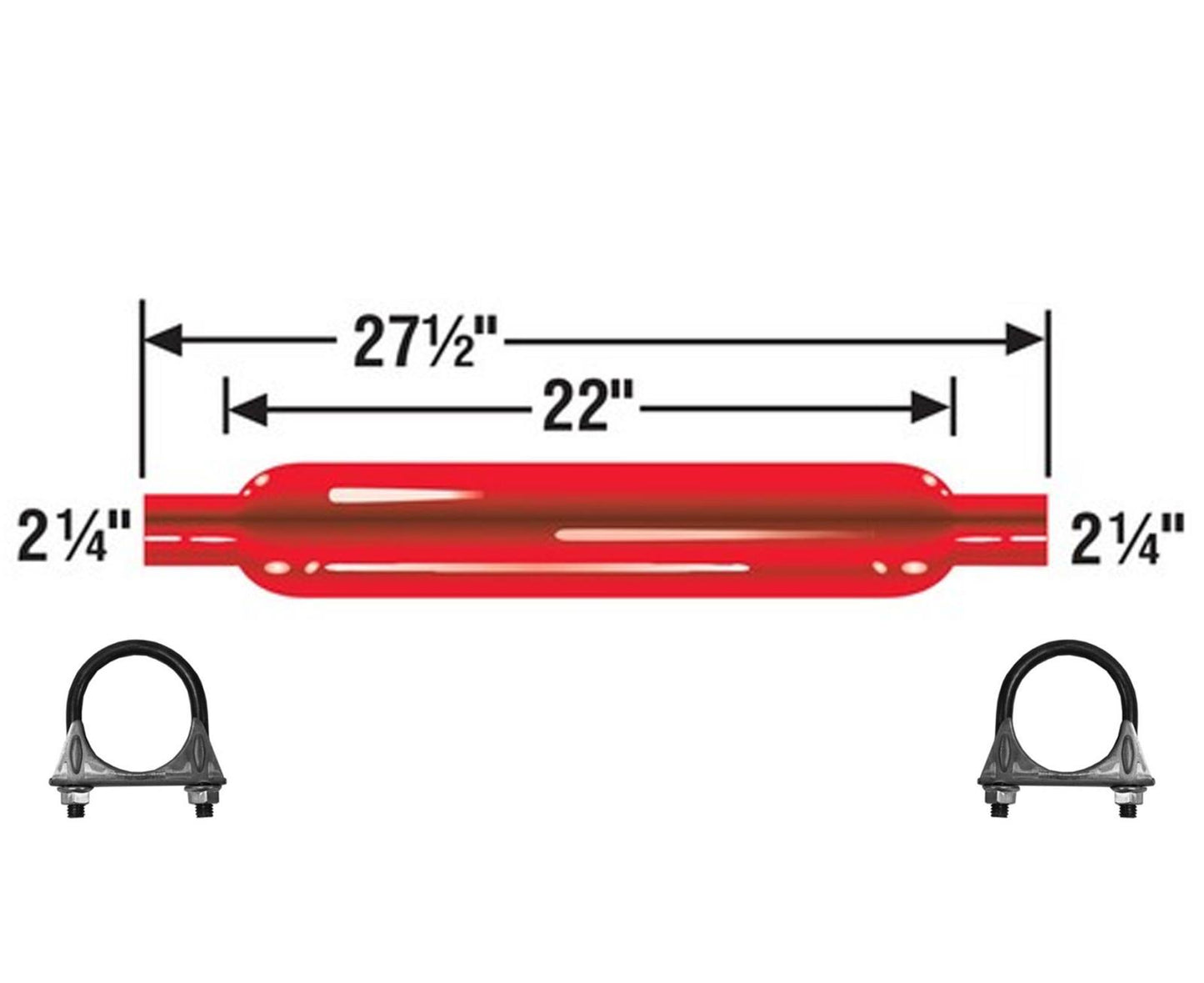 Cherry Bomb 87505CB Muffler 27.5 inch OAL, 22 in Body 2.25" Inlet 2.25" Outlet