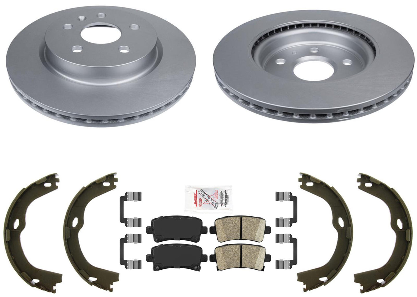 Rear 5 LUG Coated Disc Brake Rotors Brake Pads Hardware For Cadillac XTS 13-19