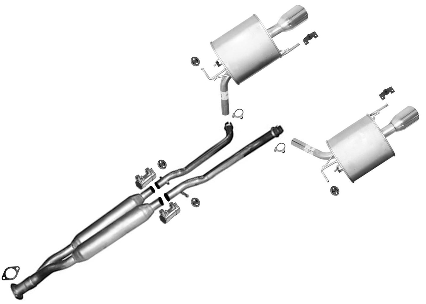 Resonator Y Pipe Dual Exhaust Rr Mufflers for Infiniti G35 G37 2007-13 Sedan RWD
