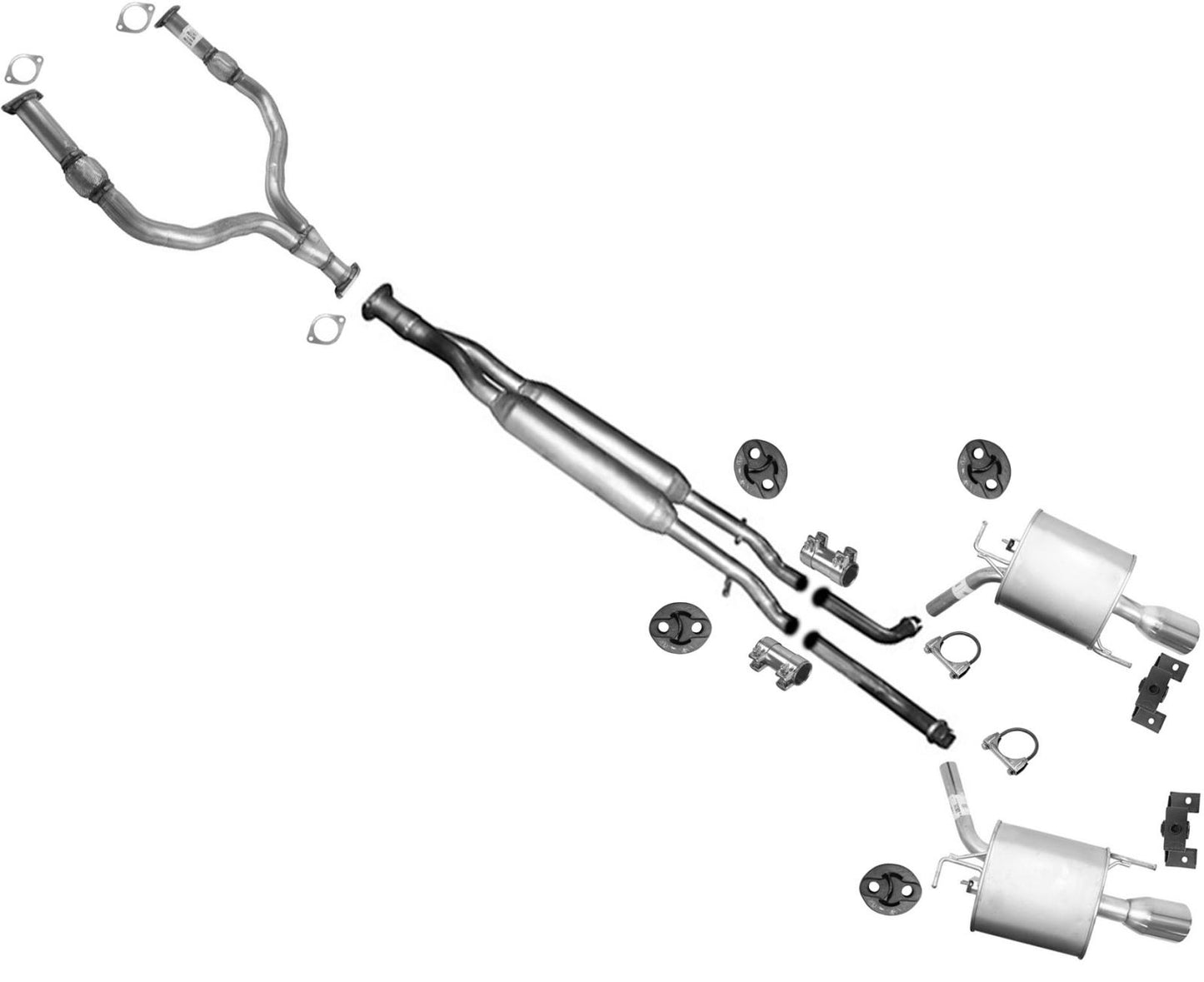 Resonator Y Pipe Dual Exhaust Rr Mufflers For 2007-13 Infiniti G35 G37 Sedan RWD