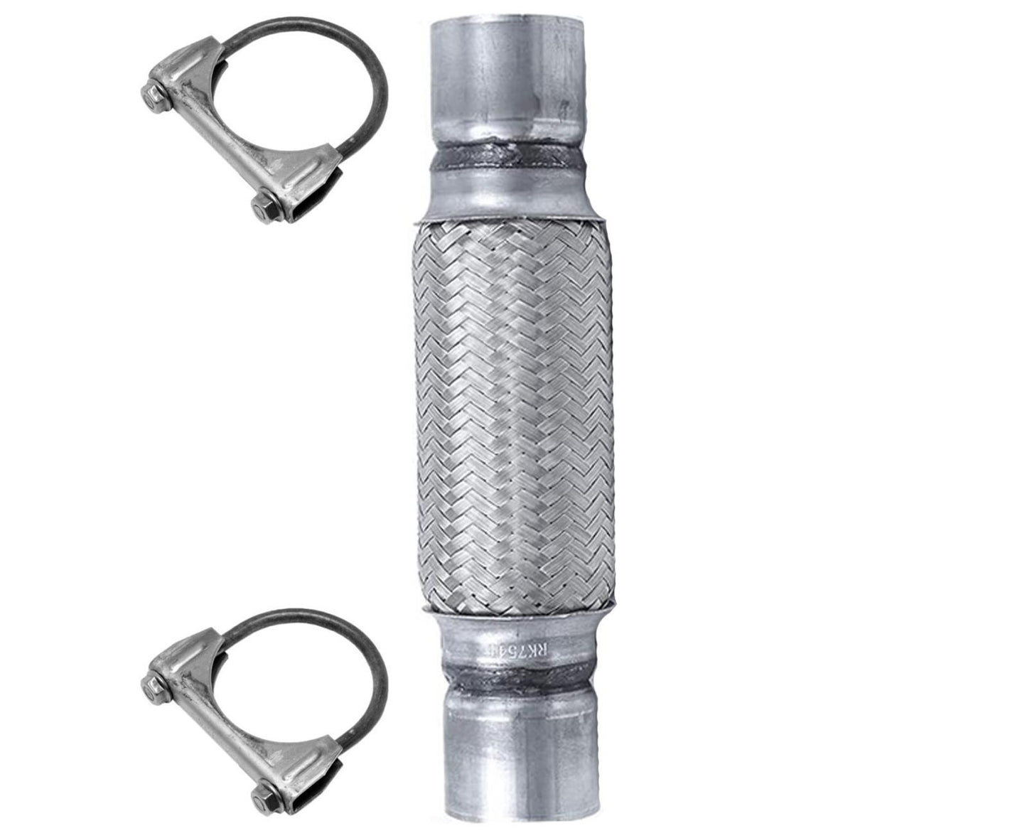 Tubo flexible de escape de acero inoxidable de alta resistencia, 2,25 x 12, HD, doble trenzado