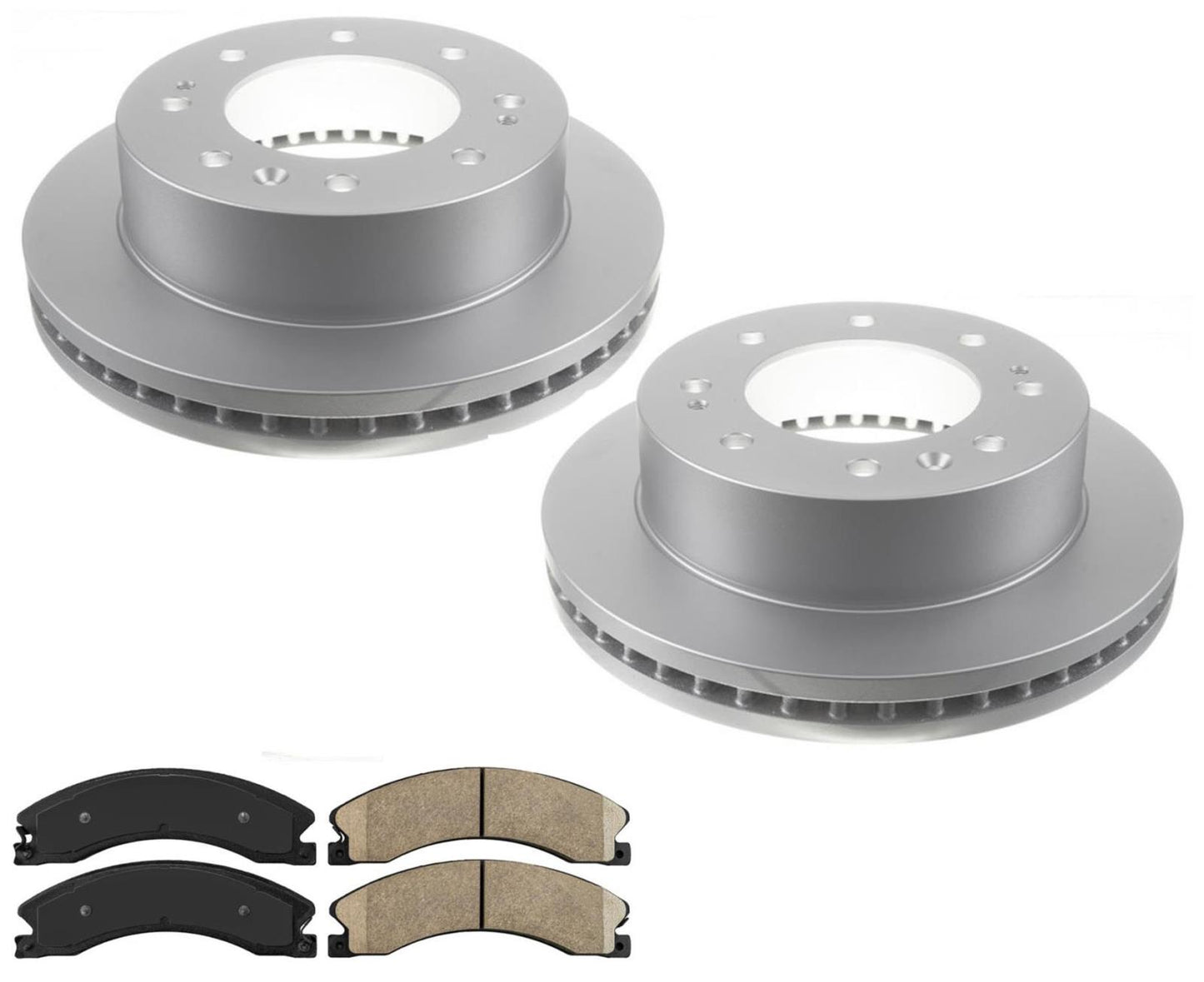 Front Coated Brake Rotors & Ceramic Pads For 2011-2019 Silverado 2500HD