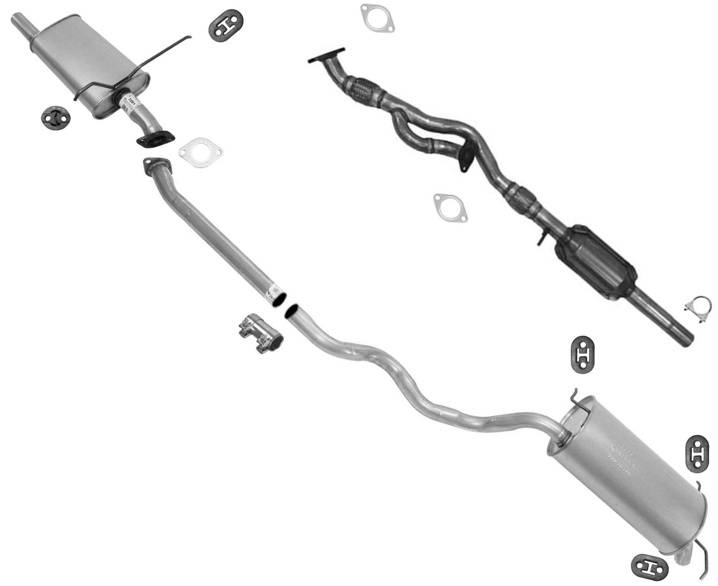 Converter Middle Muffler Pipe & Rear Muffler For Hyundai Santa Fe 2.7L 01-2006