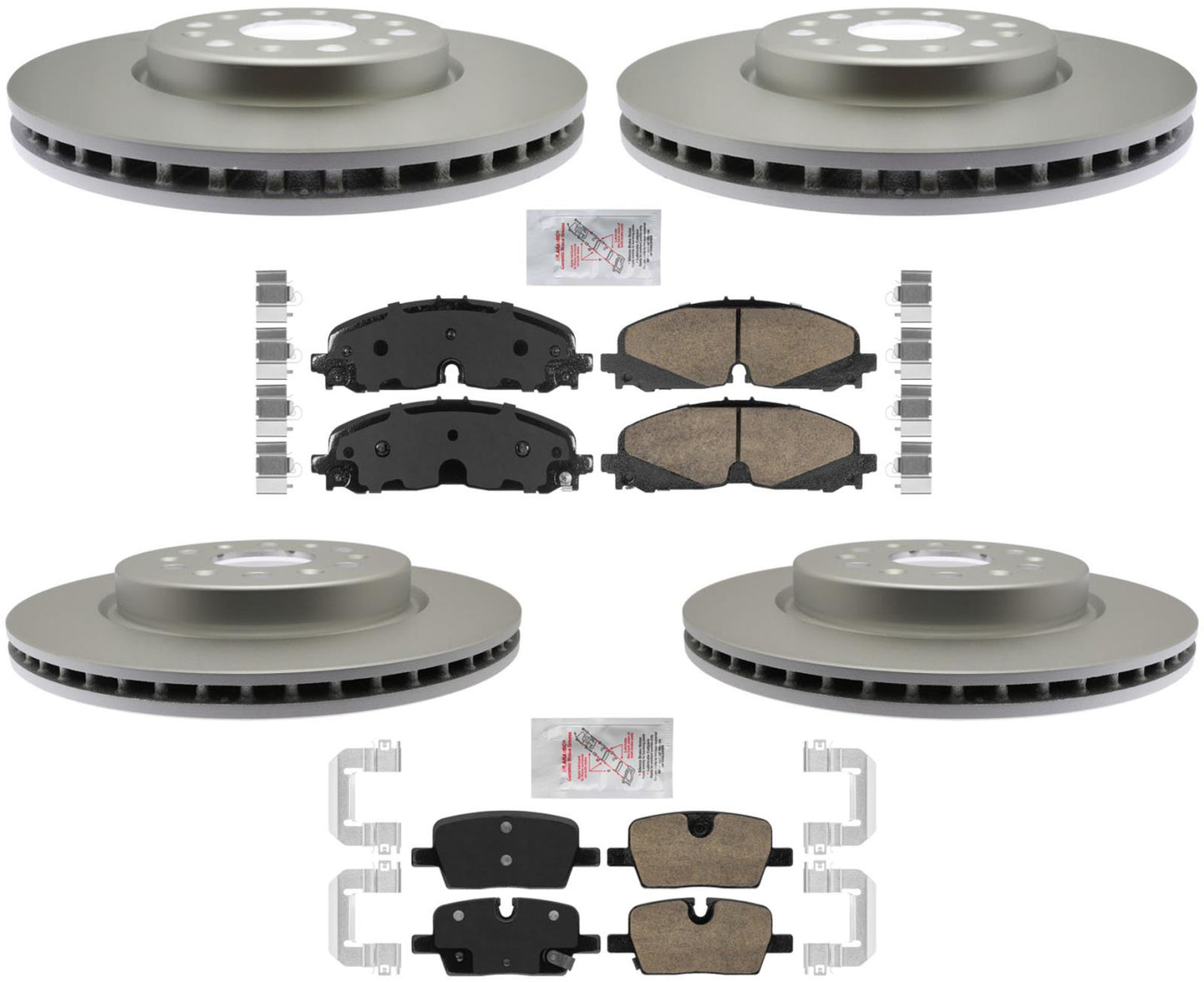 Front & Rear Coated Disc Brake Rotors & Ceramic Pads For GMC Acadia 2021-2023