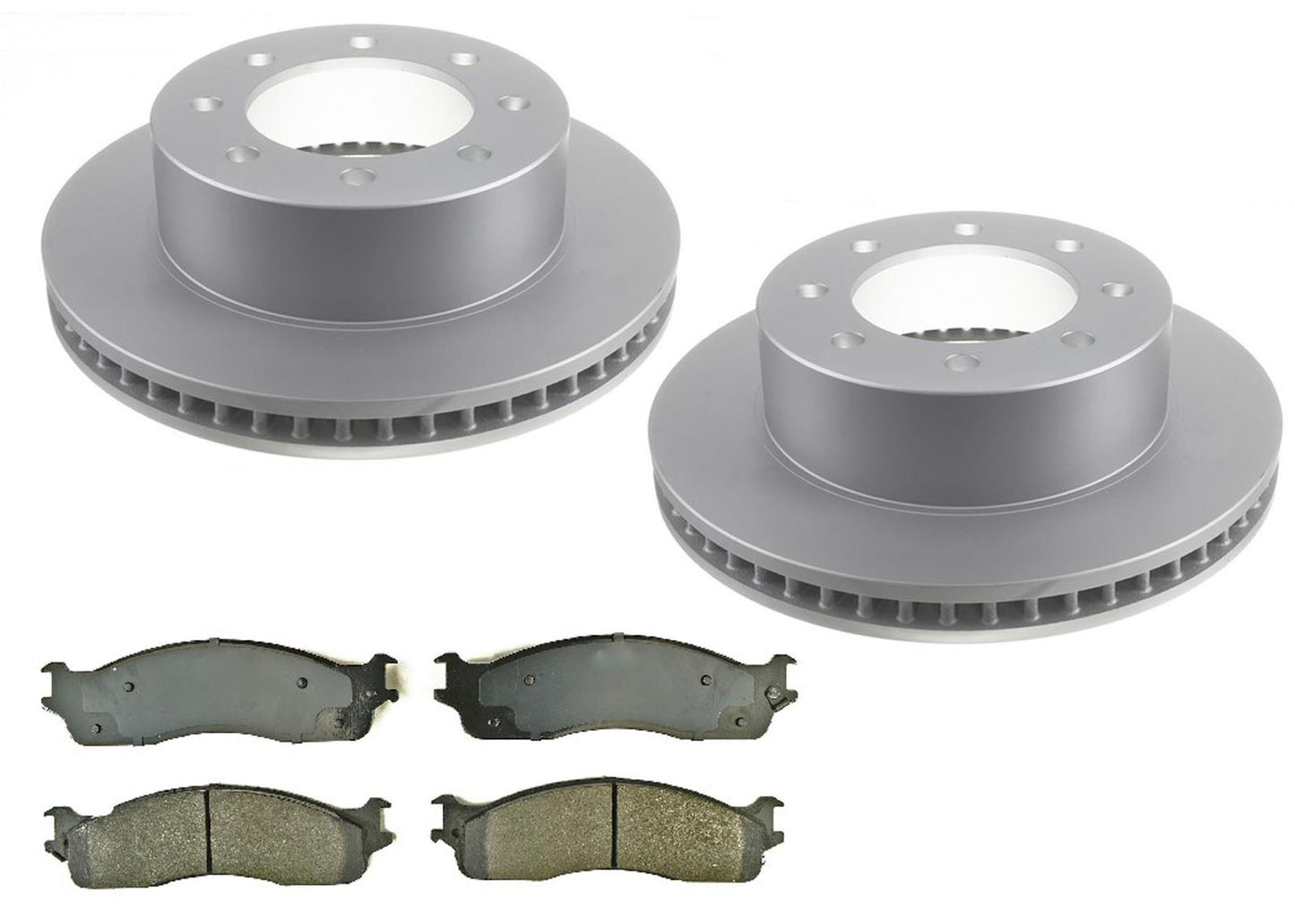 8 Stud Brake Rotors & Pads 06-08 for Dodge Ram 1500 Extended Crew Cab-Mega Cab