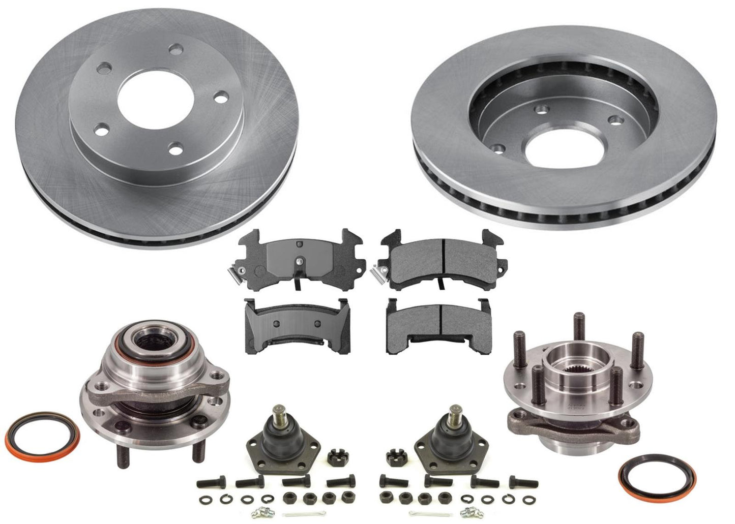 Front Wheel Hub Bearings Disc Rotors Pads for S10 Blazer 83-1990 4 Wheel Drive