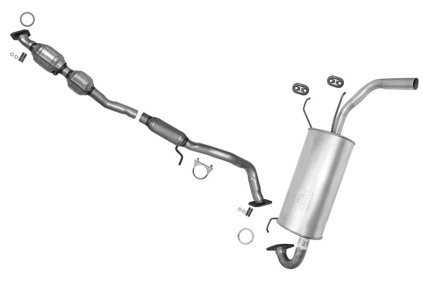 Catalytic Converter Resonator Rear Muffler w Gasket for 1999-2002 Mazda Miata